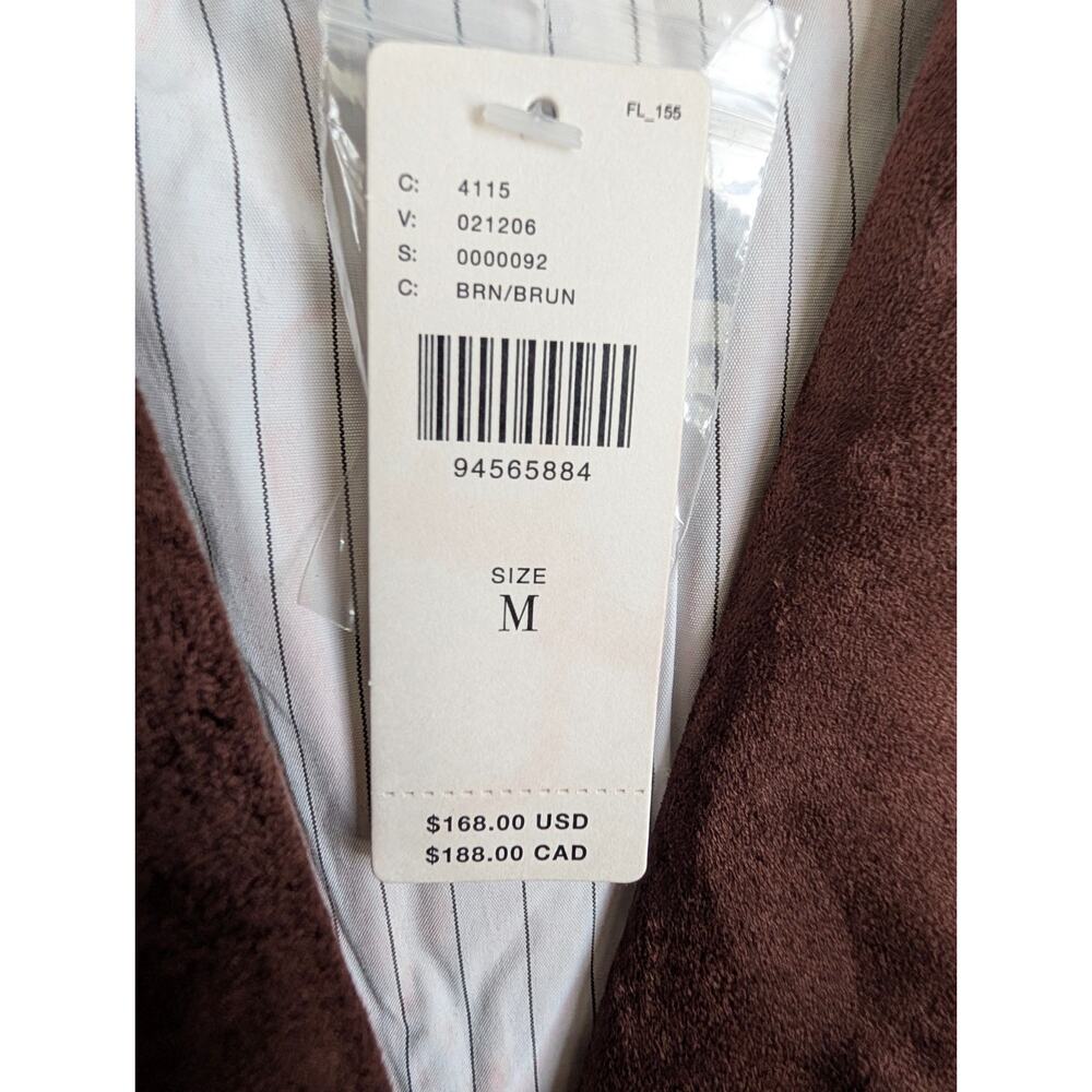 NWT Dolan Faux-Suede Blazer Jacket Womens Medium Dark Brown Formal Notch Lapel - Picture 3 of 6